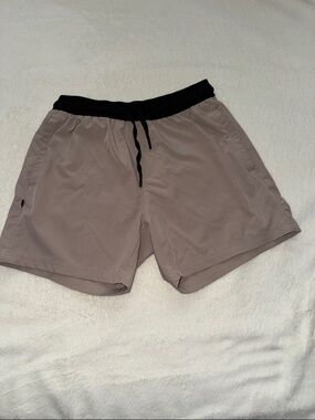 BYLT Basics Taupe Shorts with Black Waistband